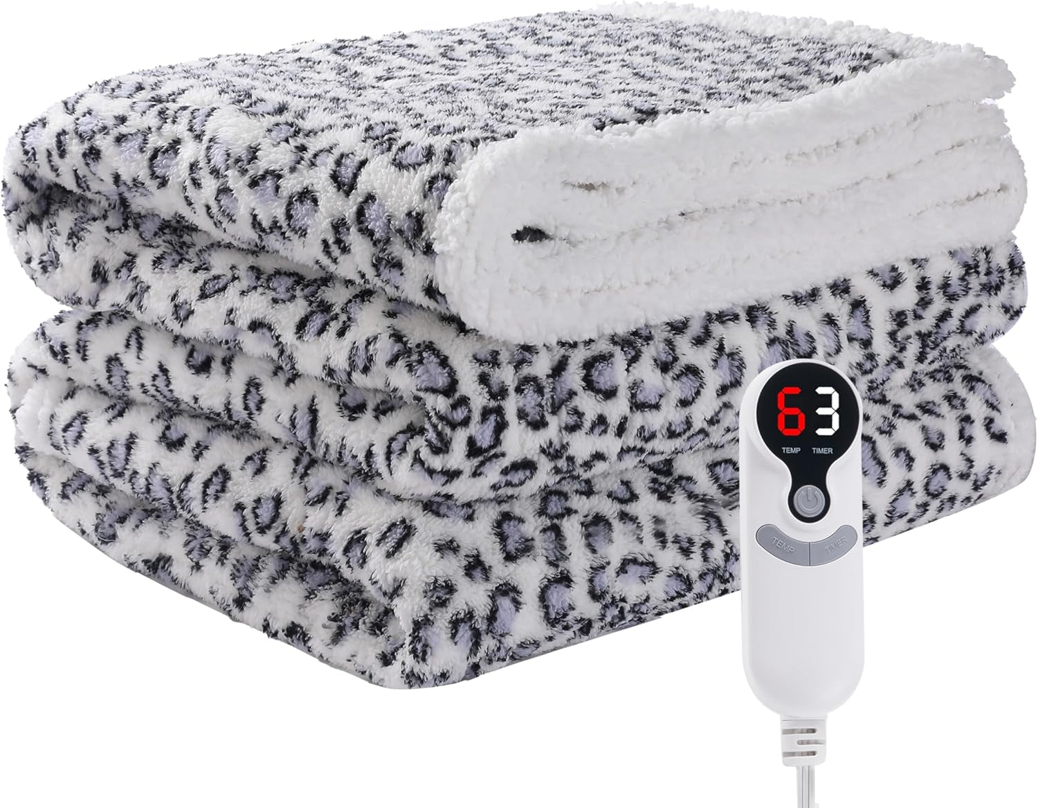 Electric Heated Blanket Full Size 72"X 84" Green & Electric Heated Blanket Full Size 72"X84" Leopard Print Blue & White
