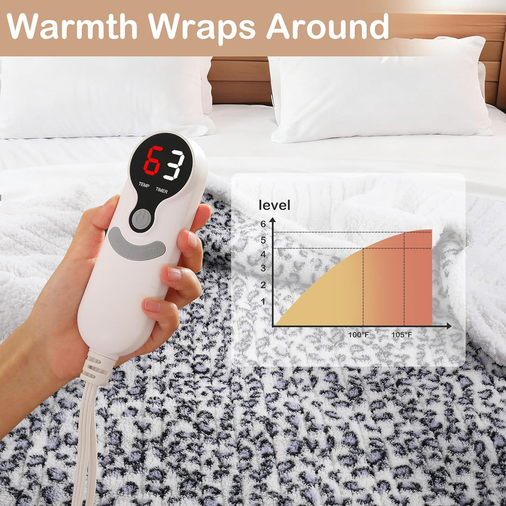 Electric Heated Blanket Full Size 72"X 84" Green & Electric Heated Blanket Full Size 72"X84" Leopard Print Blue & White