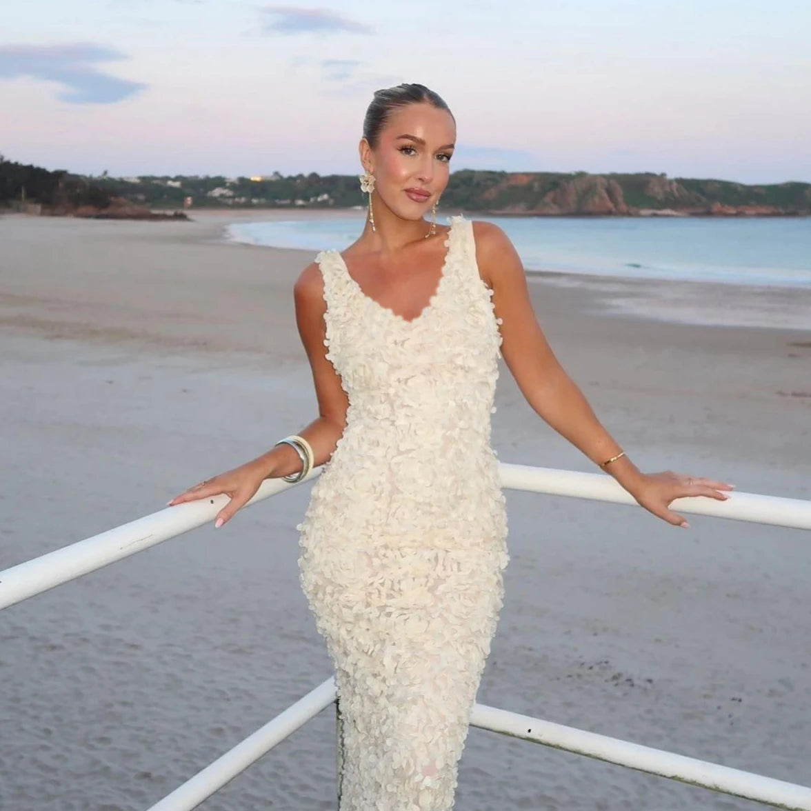 FLOWER MAXI EVENING DRESS