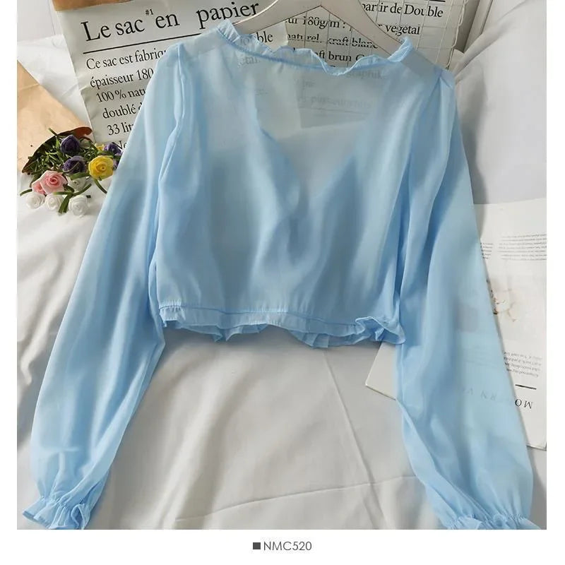 LONGSLEEVE LACEBOW CARDIGAN BLOUSE