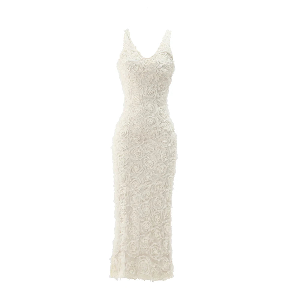 FLOWER MAXI EVENING DRESS
