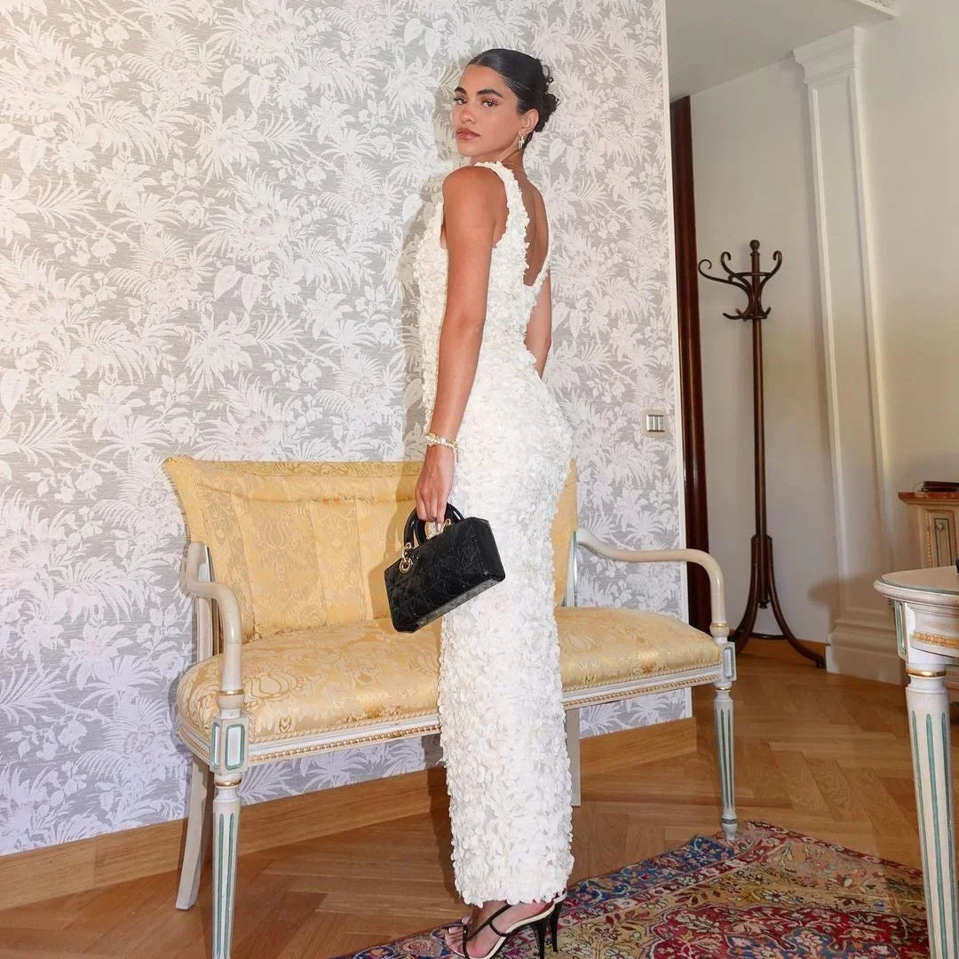 FLOWER MAXI EVENING DRESS