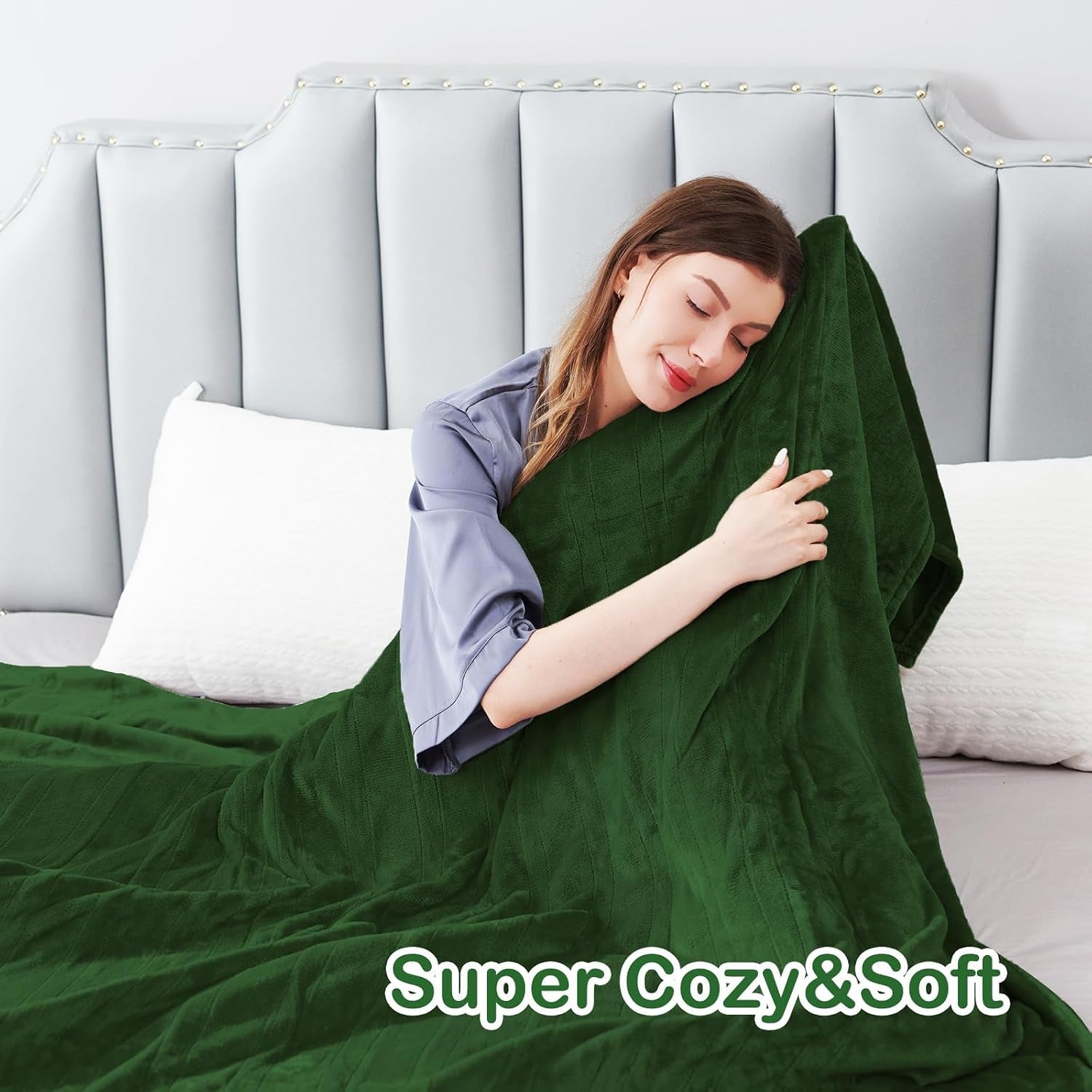 Electric Heated Blanket Full Size 72"X 84" Green & Electric Heated Blanket Full Size 72"X84" Leopard Print Blue & White